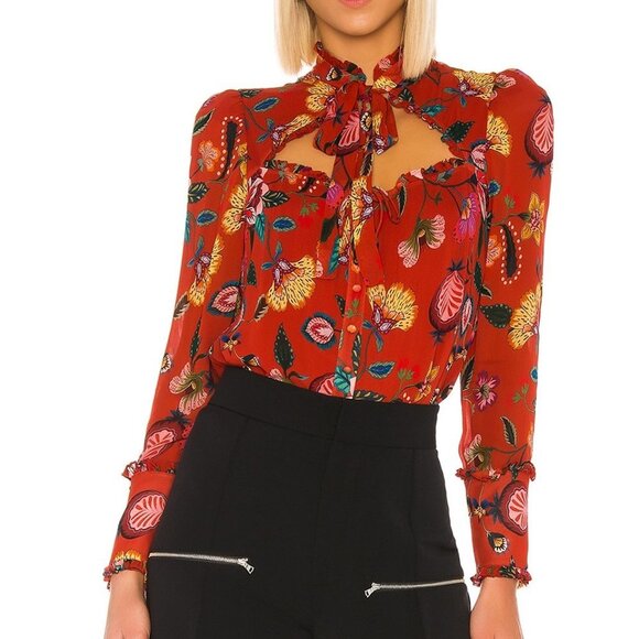 Alexis Red Floral Blouse - Picture 1 of 9